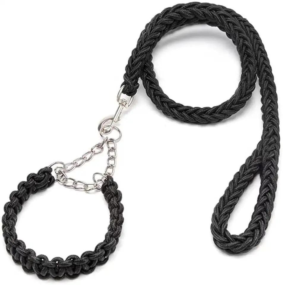 Guia Coleira Unificada Super Resistente Artesanal – Enforcador Reforçado para Cachorros de Médio e Grande Porte(Preto)