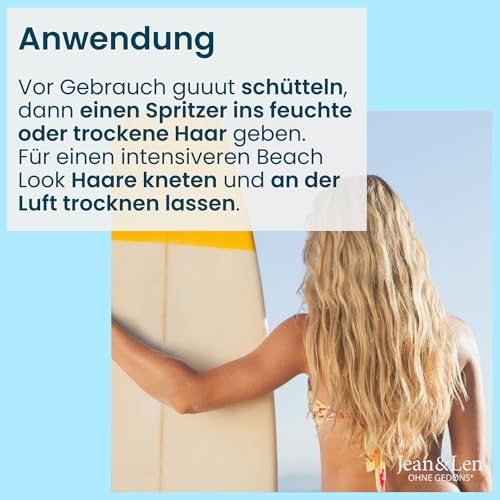 Jean & Len Sea Salt Spray für Volumen, Fülle & Griffigkeit, mit Meersalz & Algen-Extrakt, für Beachwaves & Undone Looks, ohne Silikone & Parabene, vegan, 200 ml