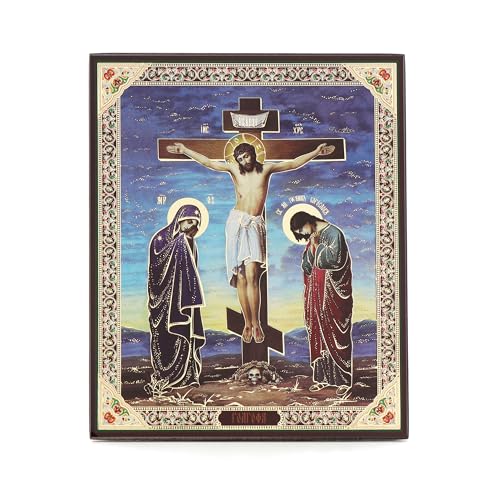 NKlaus Crucifixión icono de madera 10x12cm cristiano ortodoxo, Bendición 13916