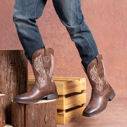 Image of Jousen Cowboy Boots for Men Square Toe Western Side Zipper