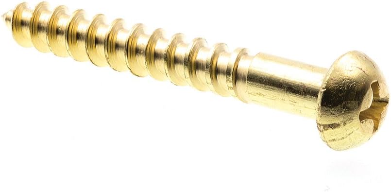 Prime-Line 9208373 Wood Screws, Round Head, Phillips Drive, #10 X 1-1/2 In., Solid Brass (15 Pack)