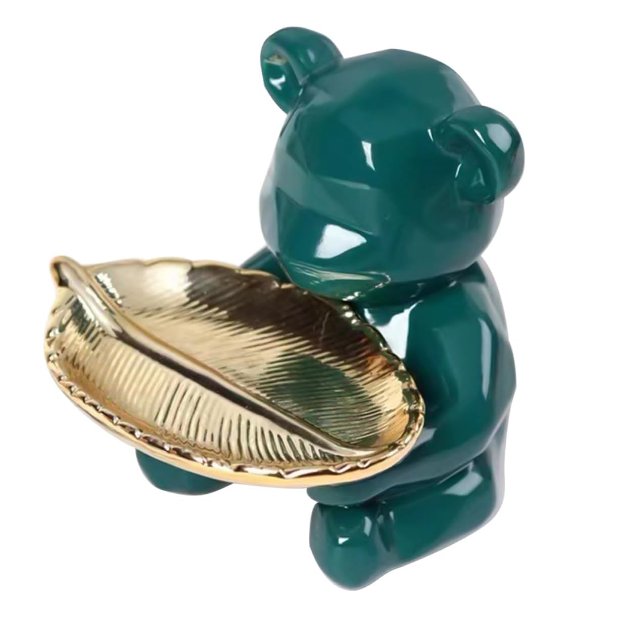 Plat de Rangement à Bijoux Ours 1 Pièce en Céramique Vert