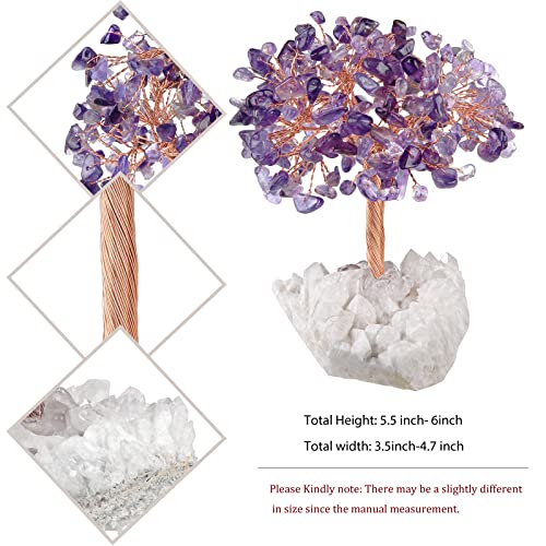 mookaitedecor Natural Purple Amethyst Crystal Tree of Life Ornament for Home Reiki Healing Crystal Money Tree Stone Bonsai Tree with Clear Quartz Base Feng Shui Ornament Gift for Wealth Good Luck - Image 2