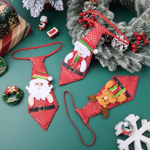 SOIMISS 3Pcs Weihnachtskrawatten Lustige Pailletten Santa Schneemann Hirsch Krawatten Neuheit Weihnachten Hängenden Ornamente für Weihnachtsferien Kostümzubehör