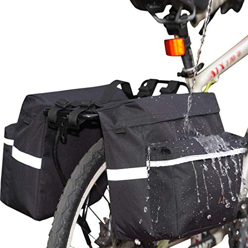 Vuudh Bike Pannier Bag - 30L Bicycle Bag With Reflective Trim, Water-Resistant Bike Rear Seat Saddle Bags (Black, M) #TOP1