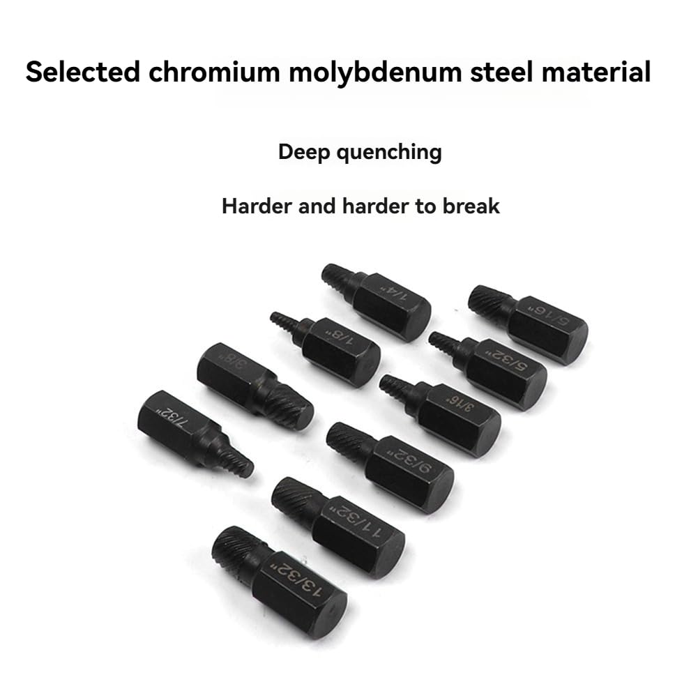 Kit de 10 Piezas de Extractor de Tornillos dañados, Juego de Brocas de Metal fáciles de extraer, Perno Roto, espárrago de múltiples estrías