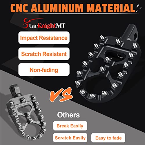StarknightMT CNC Wide Fat Footpegs 360° Roating MX Foot Pegs Chopper Bobber Style Compatible with Dyna Fatboy Sportster Iron 883 (Black)