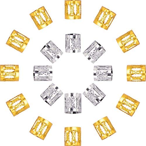 Mudder Dreadlocks Beads Aluminum Dread Locks Metal Cuffs Hair Decoration Braiding Hair Jewelry, 50 Pieces