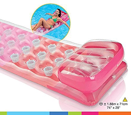 Intex 58890EU 18-Pocket Fashion Mats - Luftmatratzte - Grün/Pink/Orange - 188 x 71 cm - Farblich Sortiert