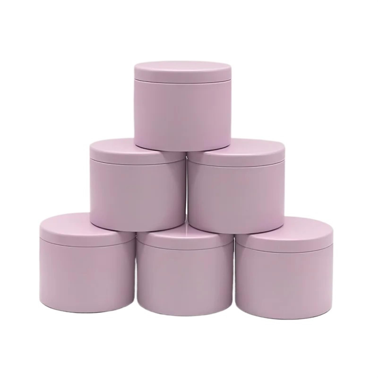 Candle Jars, 12pcs 4oz Iron Round Candle Jars Lidded Multicolor DIY Aromatherapy Travel Empty Cosmetic(Pink)