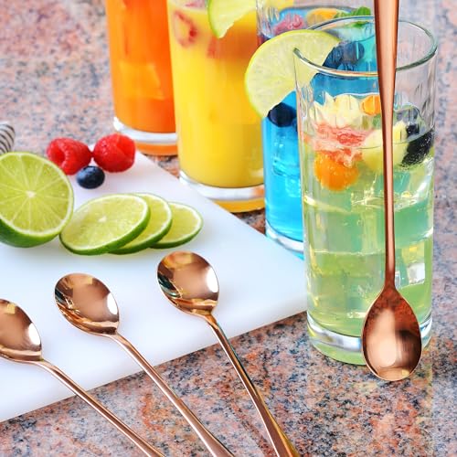 Miniatura 4 de Gräwe Cuchara De Mango Largo, 6 Piezas, Oro Rojo, Agitador De Café, Cuchara De Café De Acero Inoxidable, Cuchara De Cóctel, Cuchara De Té Helado, Cuchara Para Hielo, Cuchara Agitadora De Cóctel