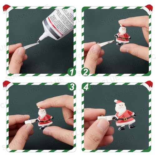 SUNNYCLUE 32Pcs 16 Style Christmas Cabochons Flatback Christmas Resin Embellishments Santa Claus Snowman Jingle Bells for Christmas Decorations Gingerbread Scrapbooking Snowman Xmas Gift Box Decor - Image 4