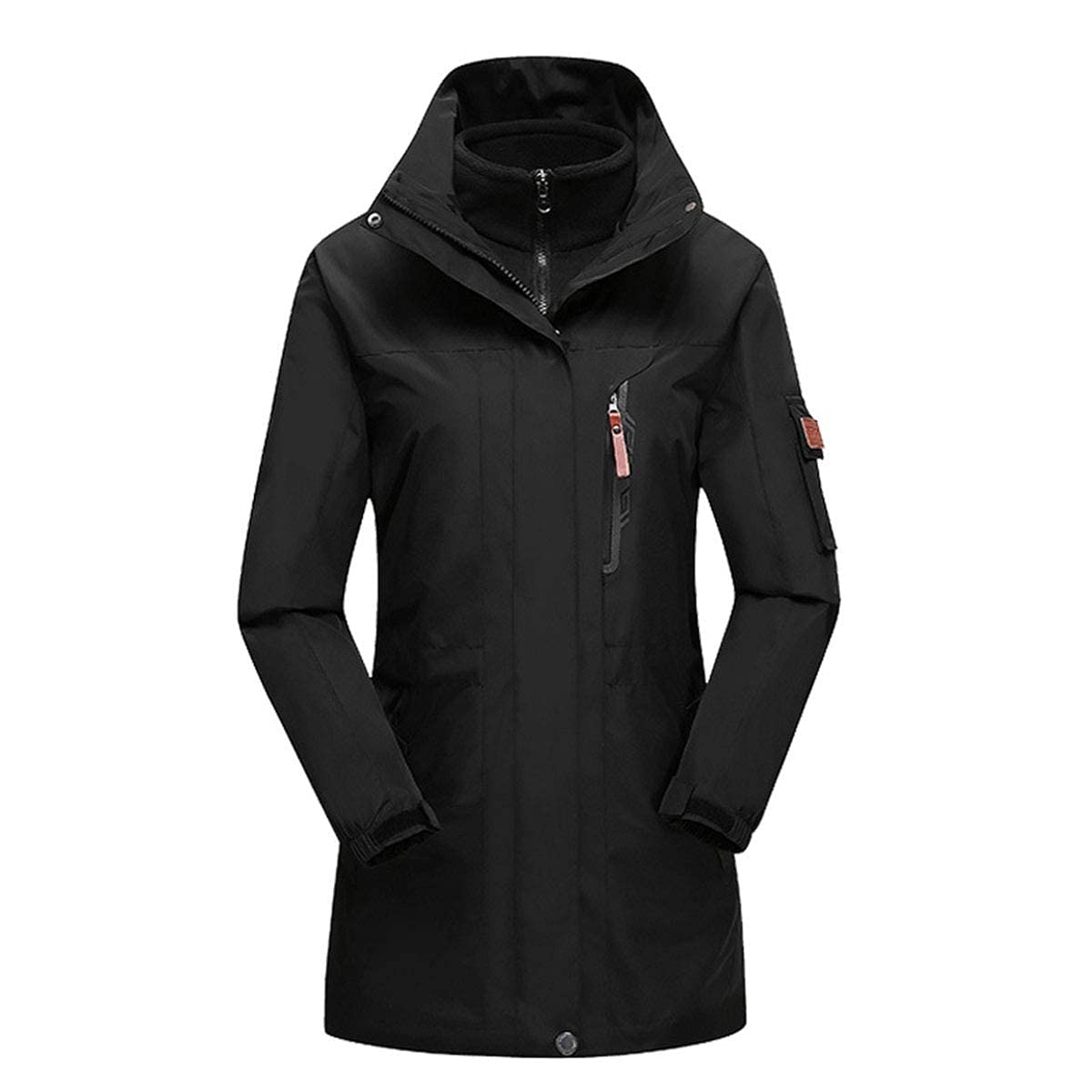Veste de ski femmes imperméable contre le froid manteau mi-long noir