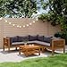 IKAYAA Lounge Set Holz, Ecklounge Outdoor, Gartenmöbel Set mit Kissen, Terrassenmöbel außen, Balkon Lounge Dunkelgrau, Loungemöbel Set für Balkon, Garten, 6-TLG