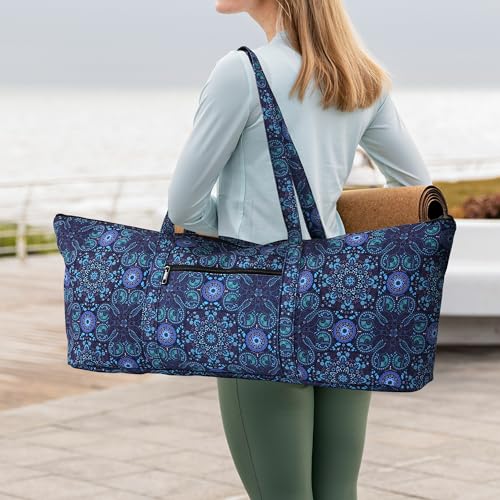 Boulder Bee Yoga Mat Bag with Wet Pocket, Large Yoga Mat Carrier, Yoga Gifts for Women, Gym Tote Bag for Travel Office Beach Workout