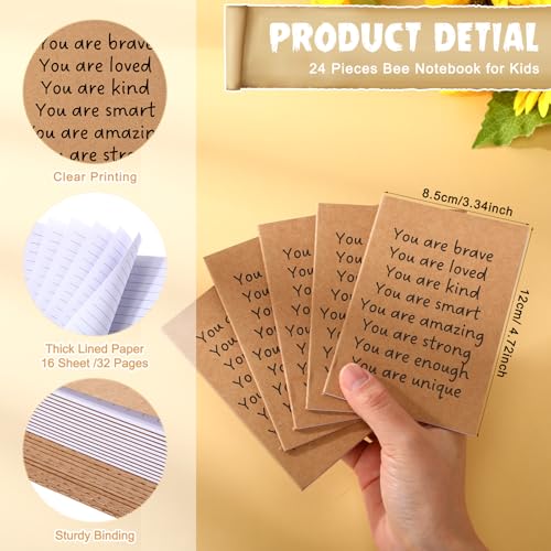 Image of Spakon 24 Pcs Back to School Gifts for Students Bulk Mini Inspirational Notebooks Small Journal Pocket Positive Affirmation Motivational Notepad First Day of School Gifts for Teacher (Kraft)