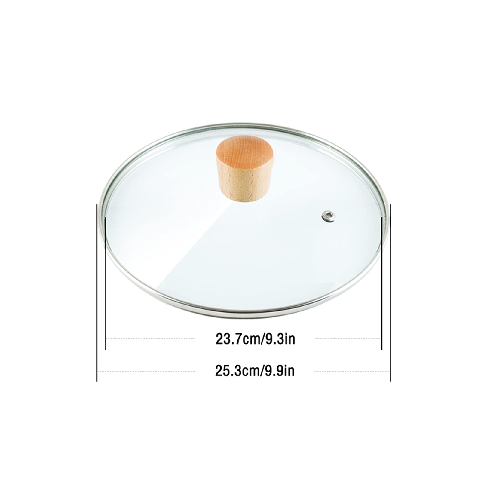 Pfannendeckel aus gehärtetem Glas, Universaldeckel mit Holzgriff, runder Haushaltstopf, Ersatz-Kochgeschirrdeckel, Deckel für Schneepfanne, Milchtopf, Suppentopf, für Dec,24 cm