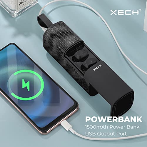 Image of Xech Speaker Pods 3.0 Wireless Bluetooth Speaker with TWS Earbuds & 1500mAh Power Bank 3 in 1 Design (Black)