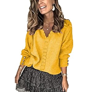 RWXXDSN Herfst en Winter Mode Casual Elegante Kant V-hals Jas Trui Dames Losse Lange Mouwen Effen Kleur Trui