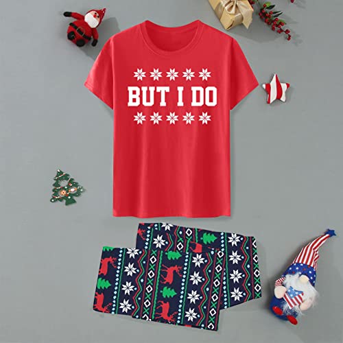 Christmas Pajamas for Family, Funny Letter Family Christmas Pjs Matching Sets Snowflake Short Sleeve Xmas Sleepwear4