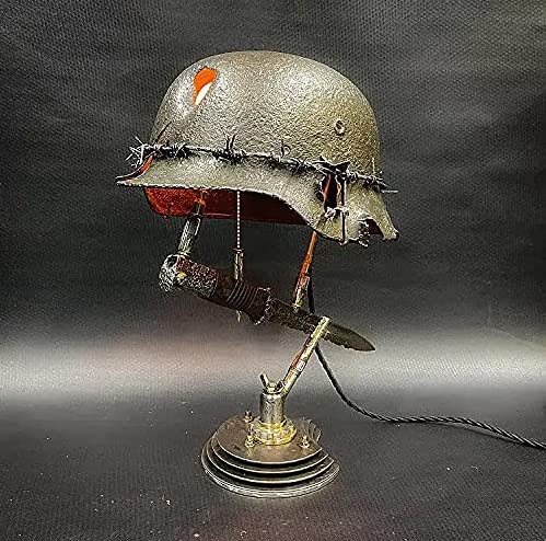 Zhuidream War Relic Lamp - Resin Battle Lamp Made of Helmets (A) - Table Lamp - Vintage - Commemorates World War II Soldiers