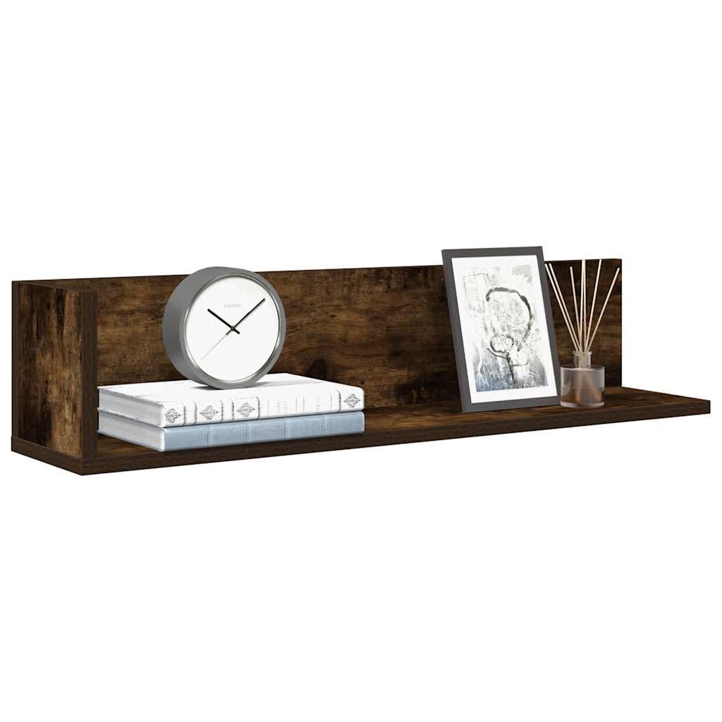 Wandregal Set 2 STK aus Holzwerkstoff Räuchereiche 75 x 16,5 x 16,5 cm Schweberegal mit 20 kg Belastbarkeit Modernes Design für Wohnzimmer Schlafzimmer Flur