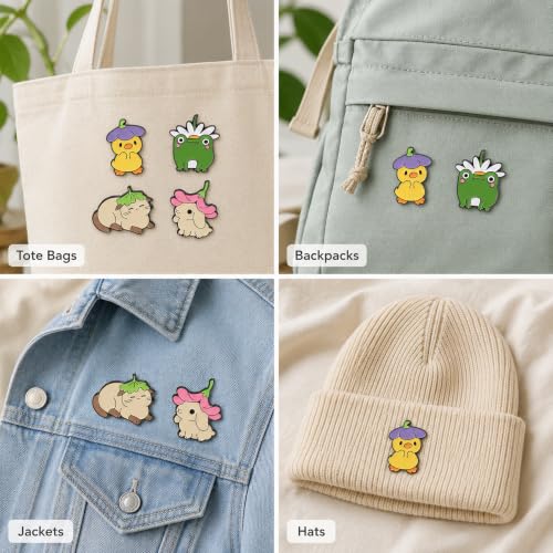 Image of 8Pcs Kawaii Frog Enamel Pin Set Cute Cartoon Frog Brooches, Lapel Pins for Backpacks, Jackets, Hats, Perfect Gifts for Women, Teens