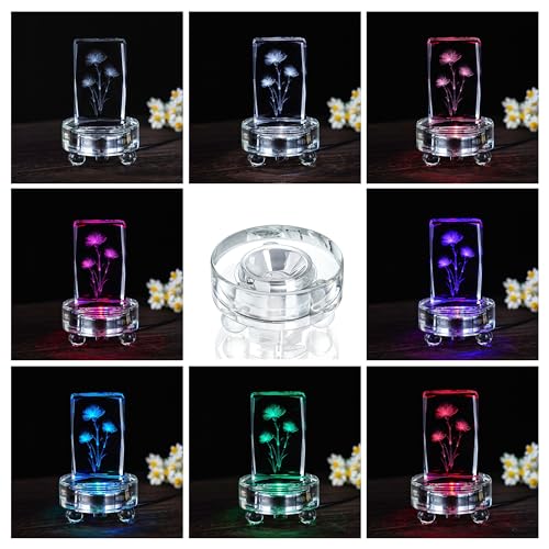 ZEERSHEE Multicolor LED Light Base RGB Lighting Stands Round Display Base for Crystal 3D Glass Art Lighted Up Pedestals for Desktop and Room Decoration(Flat)