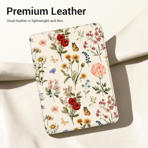 Image of CoBak Case for Kindle 6 inch 2024 and 2022 (11 Generation) | PU Leather Smart Cover, Auto Sleep and Wake, Premium Protective Case for Kindle Basic,Floral