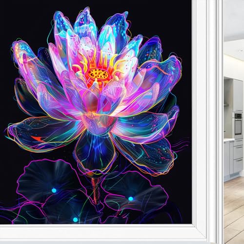 Vinilo decorativo para ventana flor de loto vintage 17.7x23.6 in