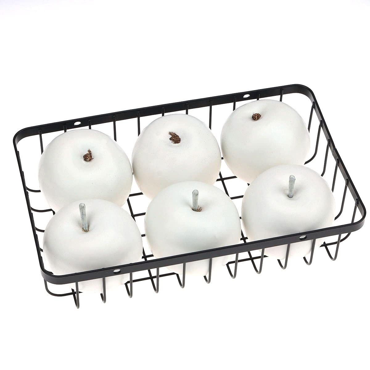 6 PCS Artificial White Apple Decor Fake Fruit Faux Foam Apple for Kitchen Table Home Party Decoration