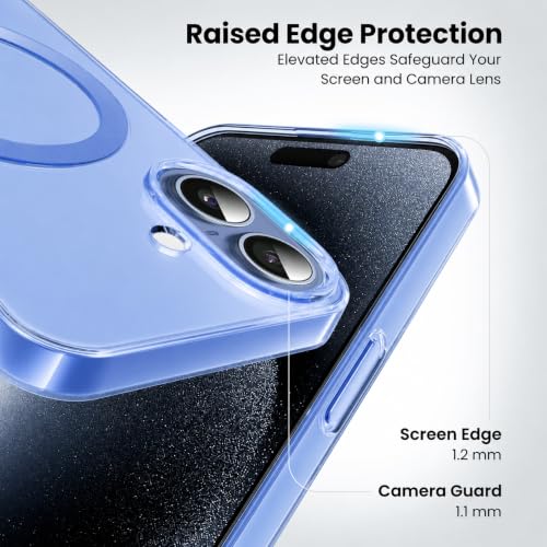 Image of DIZORO Matte Case for iPhone 17 Compatible with MagSafe, Camera Lens Full Protection, Shockproof Translucent Frosted TPU Soft Phone Cover, Anti-Fingerprint (Cloud Blue)