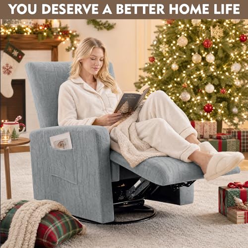 Image of ZNSAYOTX 100% Waterproof Recliner Chair Covers, 3-Piece Stretch Fit Recliner Slipcovers with Buckle & Elastic Band for Lazy Boy, Stay in Place, Soft Plaid Jacquard Protector (Small, Light Grey)