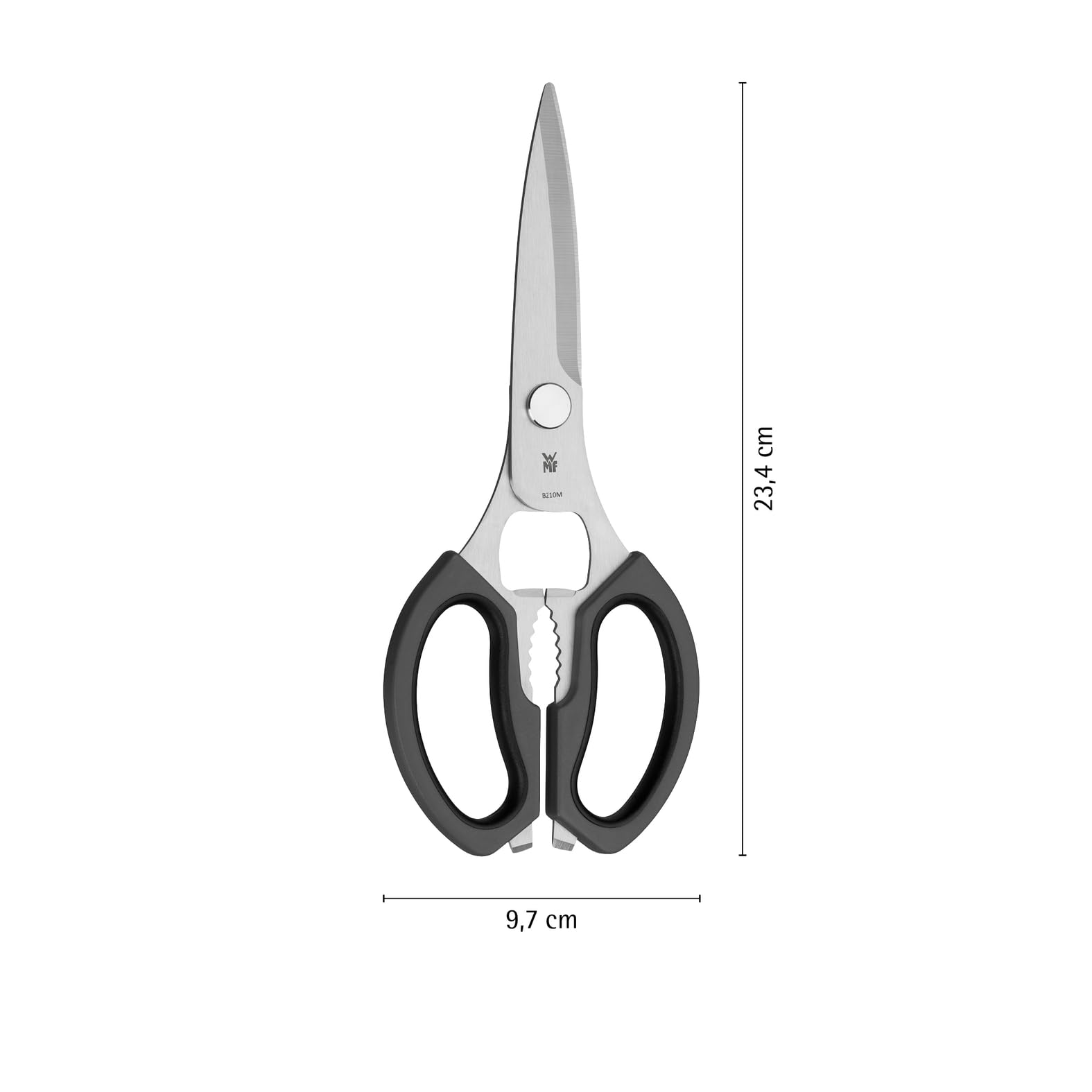 WMF Forbici da cucina 23 cm, acciaio inossidabile Cromargan, manico in plastica, forbici universali con apribottiglie e sollevatore di lattine, Grigio scuro