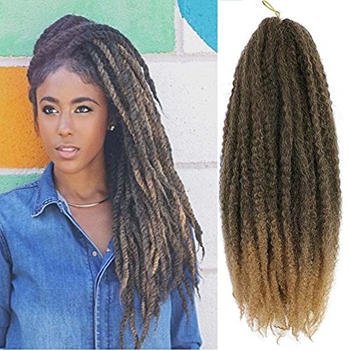 Marley Hair Cuban Twist Hair Kinky Twist Hair For Braiding Afro Twist Braiding Hair18 Inch 4packs Long Marley Hair For Faux Locs Synthetic Fiber Twist Braiding Hair Extensions(18inch,T27#)