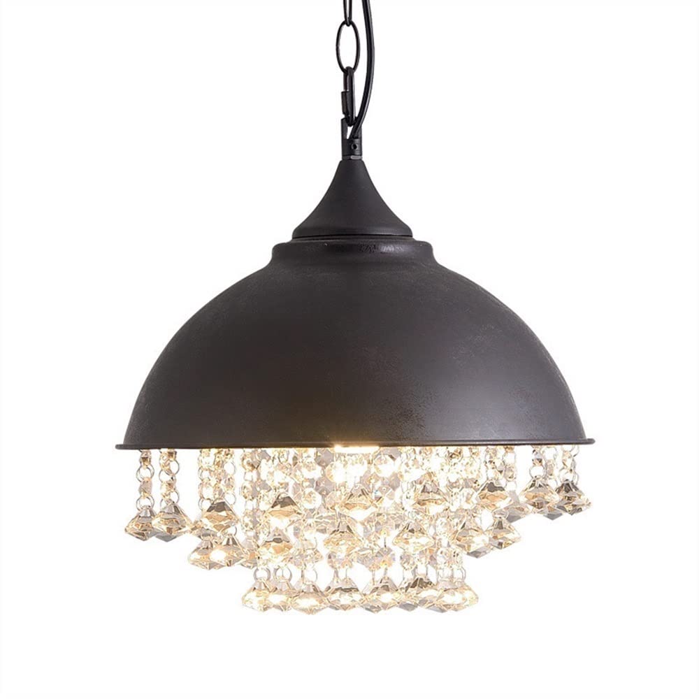 Chandelier Light Retro Industrial Crystal Chandelier Dome Bowl Shape Metal Pendant Light Adjustable Rustic Farmhouse Barn Hanging Ceiling Light Fixture for Living Room Bedroom Kitchen Island Bar Hangi
