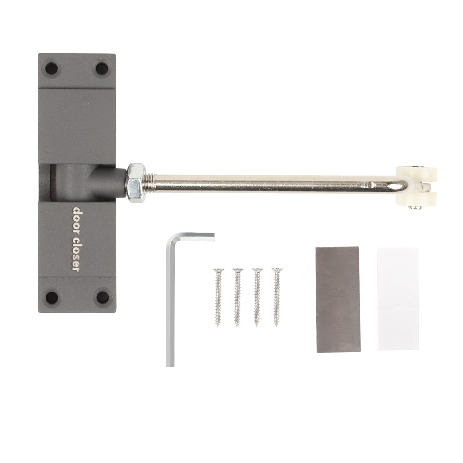Les-Theresa Automatic Gate Spring Door Closer Adjustable Gate Closer Heavy Duty with Rod and Screws Door Spring Closers for Interior Door Commercial & Home Use (Gray)