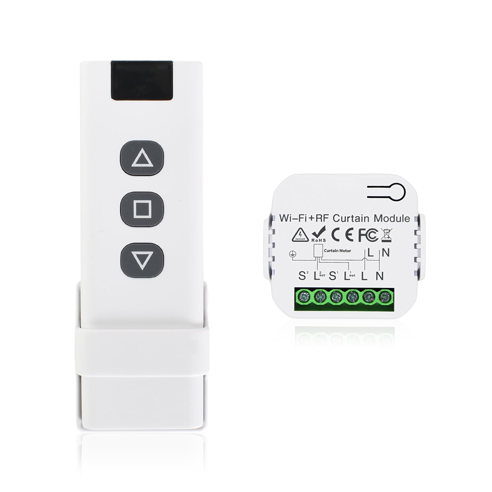 Colexy Interruptor Persianas, Módulo de Persianas Control, Receptor Módulo de Relé Inalámbrica con RF Remoto, Transmisor de Radio 433 MHz para Cortina, Persiana, Toldos, Rango de control 100 metros