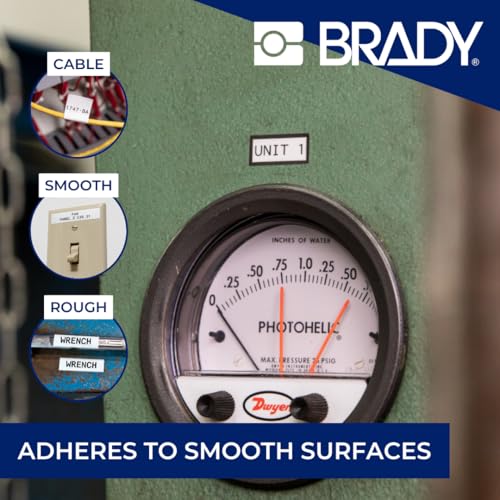 Image of Brady Metallised Polyester Pre-Sized Labels for Label Printer BMP51 /BMP53 /M511-260 Self Adhesive Printer Labels - Black on Light Grey (38,10 mm (W) x 19,05 mm (H)) - M5-30-428