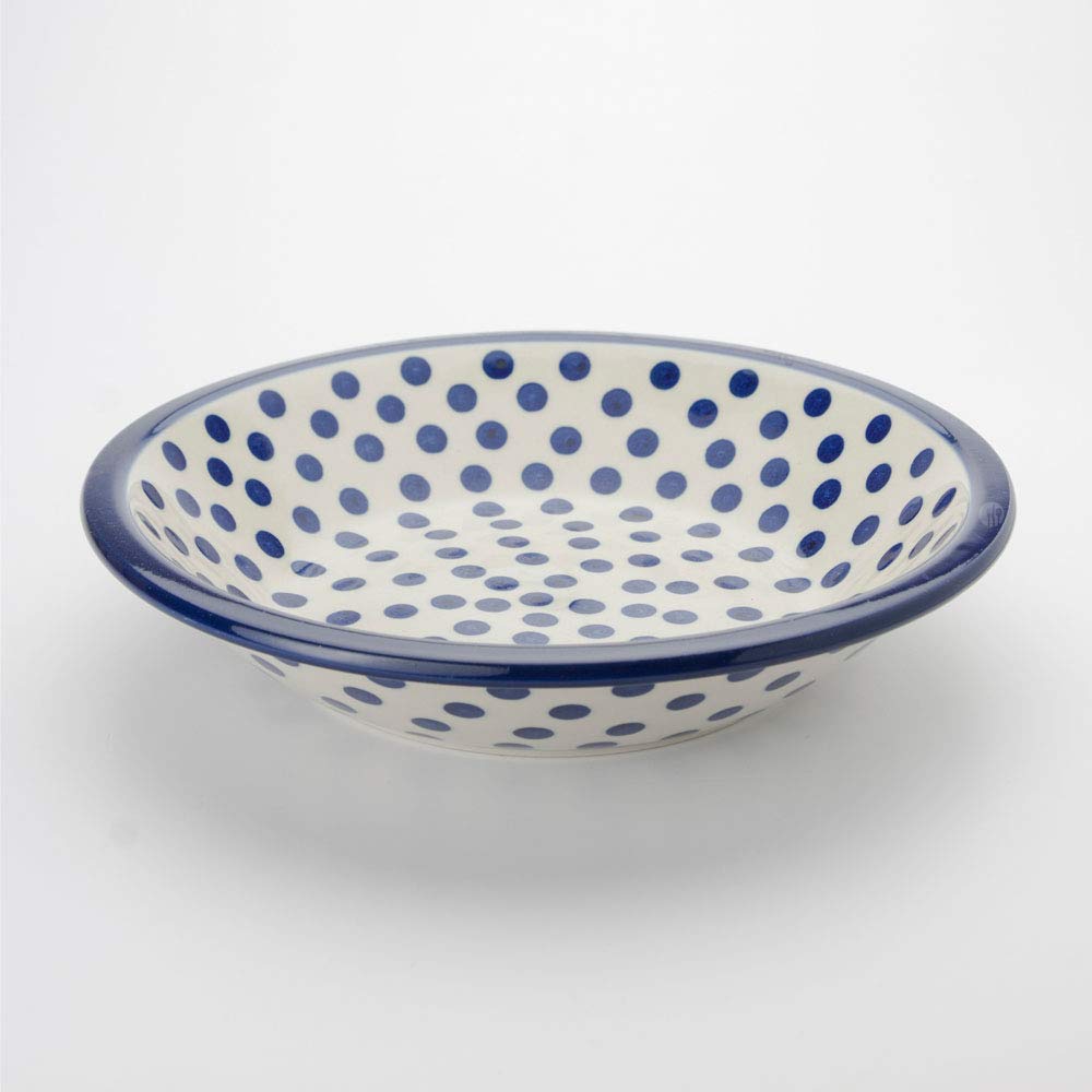Polish Pottery Blue 21.5Cm Pasta Dinner Bowl - Small Dot