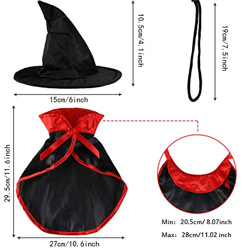 Disfraz Halloween para mascotas pequeños capa y sombrero miniatura 2