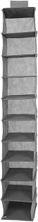 SOLUSTRE Hanging Wardrobe Shelf: 10-Tier Shelves, 54" D x 12" W x 9" H. Easy to assemble, folding design. Can hold clothes, handbags, and accessories.
