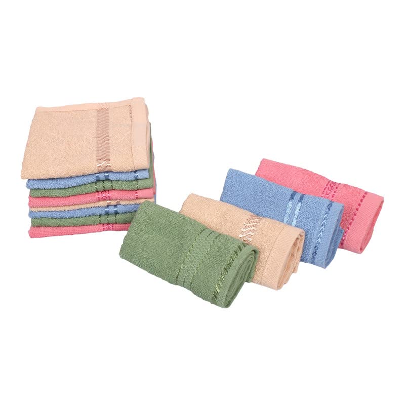 GRGRASP Thread That Bind Relations100% Cotton Soft 300 GSM Face Towel Set of 12 (Size 27 27Cm Small) Multi Color