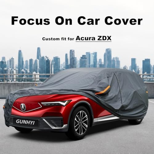 Image of GUNHYI Premium Car Cover Custom Fit Acura ZDX, 16 Layers Heavy Duty Car Cover Waterproof All Weather with Zipper Door for Sun Rain Snow Dust Uv Protection