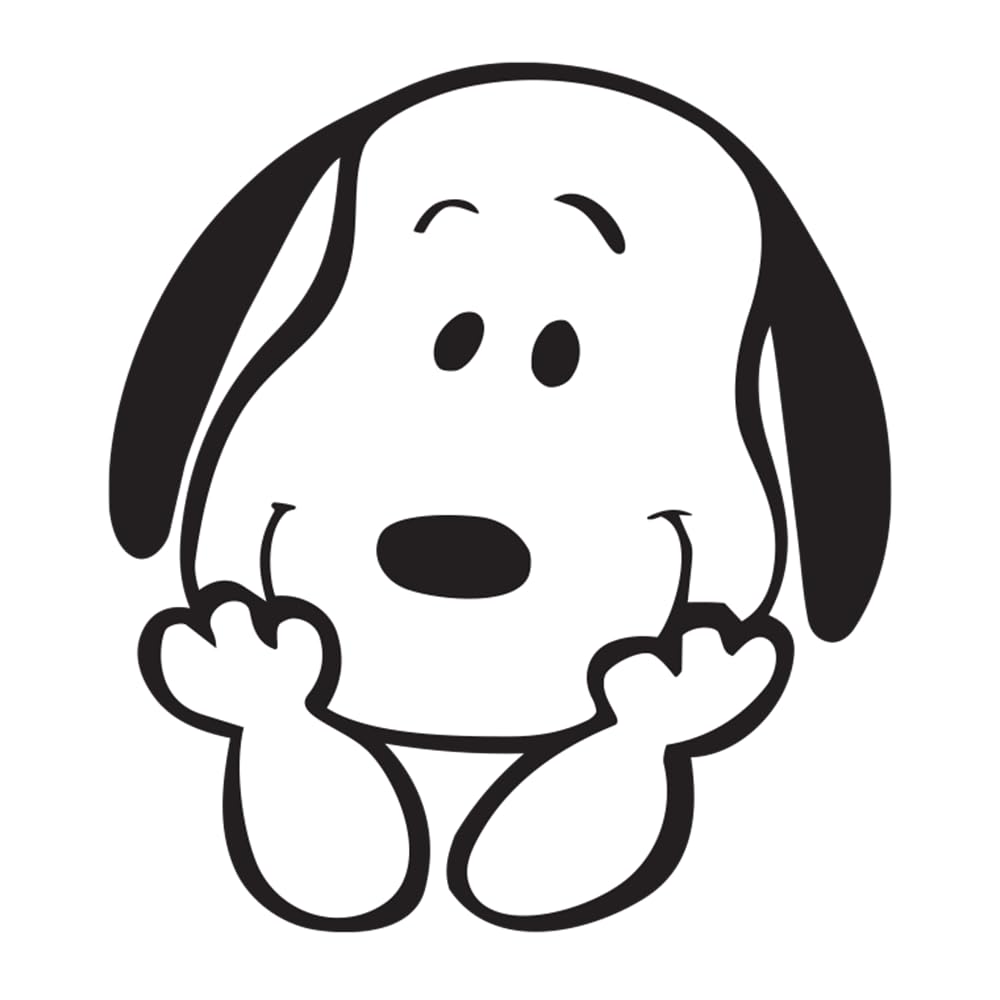 Snoopy Smiling Face Adhesive Vinyl Decal, Cute Cartoon Head Sticker, Waterproof for Lapto…