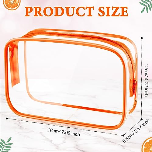 Weewooday 12 Pieces Clear Makeup Bags Cosmetic Storage Bags PVC Zipper Pouches Travel Waterproof Makeup Plastic Case for Women Organizing Toiletries Traveling Bathroom(Medium,Orange)2