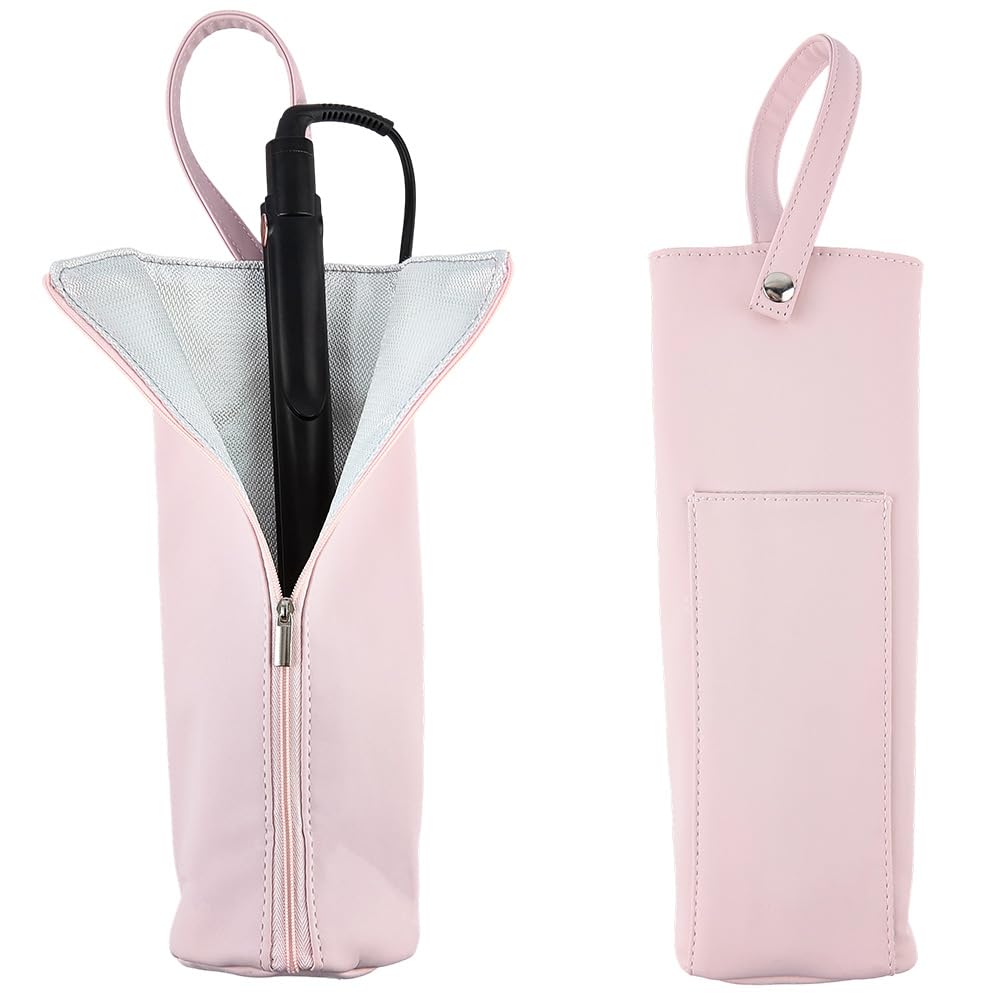 Bolsa de Viaje de Piel Sintética de 29 x 12cm Resistente Al Calor para Guardar Rizadores, Planchas de Pelo Y Otros Utensilios. Funda Organizadora Portátil para Planchas de Pelo