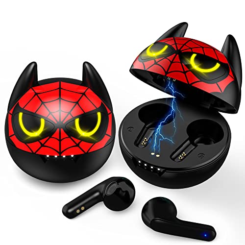 Kids Boys Bluetooth Earbuds,IPX5 Waterproof Subwoofer Earbuds with Mic,Smart Touch with LED Light Display,Type-C Charging Case 30 Hours Playtime,Bluetooth 5.1 Headphones for iPhone and Android as Gift