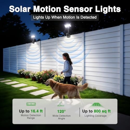 iMaihom Clip On Solar Lights Outdoor with Motion Sensor, 92 LED 600LM Solar Fence Lights, Warm/Neutral/Cool White, 360° Adjustable, IP65 Waterproof Security Light for Deck, Gutter, Porch (2, Black) - image 3