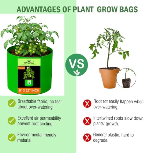 Image of Kingwell Grow Bag 9 X 12 INCH, PACK OF 1 For Terrace Garden Leafy Vegetable Plant Grow Bags Fruits Growing Containers For terrece Gardening